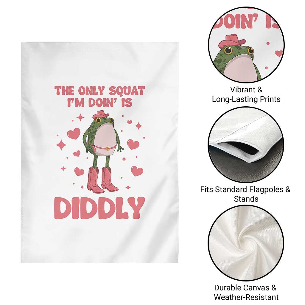 Funny Cowboy Frog Garden Flag The Only Squat I'm Doin' Is Diddly TS14 Print Your Wear