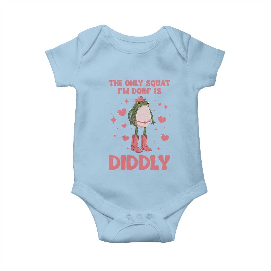 Funny Cowboy Frog Baby Onesie The Only Squat I'm Doin' Is Diddly TS14 Light Blue Print Your Wear