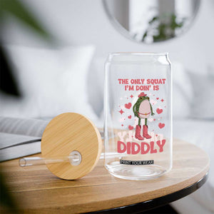 Funny Cowboy Frog Glass Can The Only Squat I'm Doin' Is Diddly TS14 Print Your Wear