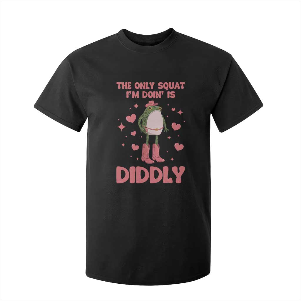 Funny Cowboy Frog T Shirt For Kid The Only Squat I'm Doin' Is Diddly TS14 Black Print Your Wear