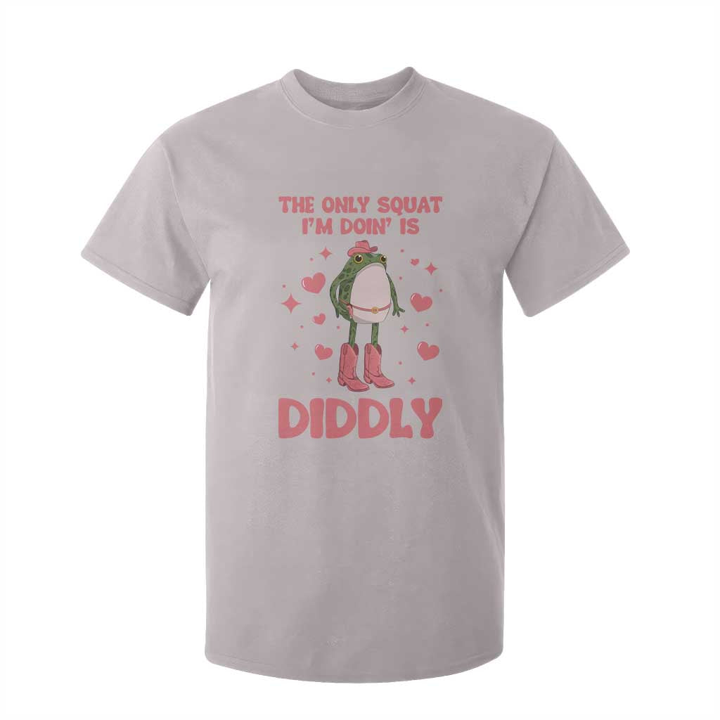Funny Cowboy Frog T Shirt For Kid The Only Squat I'm Doin' Is Diddly TS14 Ice Gray Print Your Wear