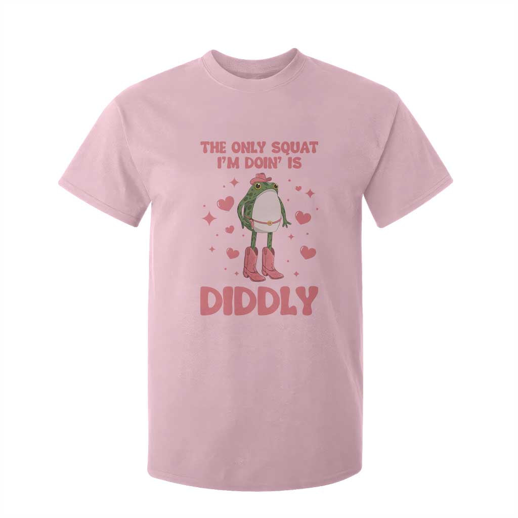 Funny Cowboy Frog T Shirt For Kid The Only Squat I'm Doin' Is Diddly TS14 Light Pink Print Your Wear