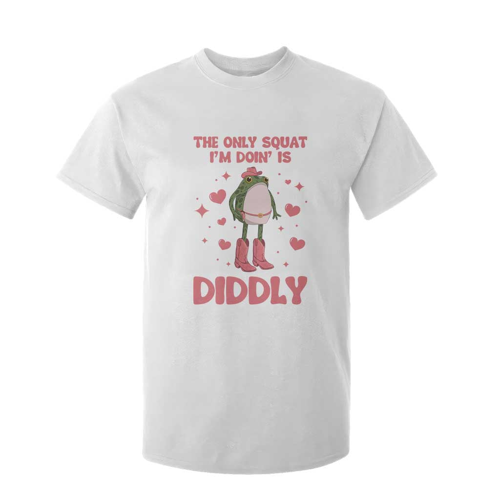 Funny Cowboy Frog T Shirt For Kid The Only Squat I'm Doin' Is Diddly TS14 White Print Your Wear