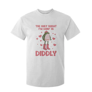 Funny Cowboy Frog T Shirt For Kid The Only Squat I'm Doin' Is Diddly TS14 White Print Your Wear