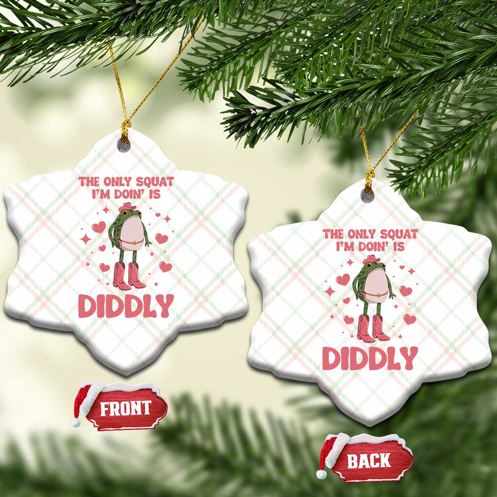 Funny Cowboy Frog Ceramic Ornament The Only Squat I'm Doin' Is Diddly TS14 Print Your Wear