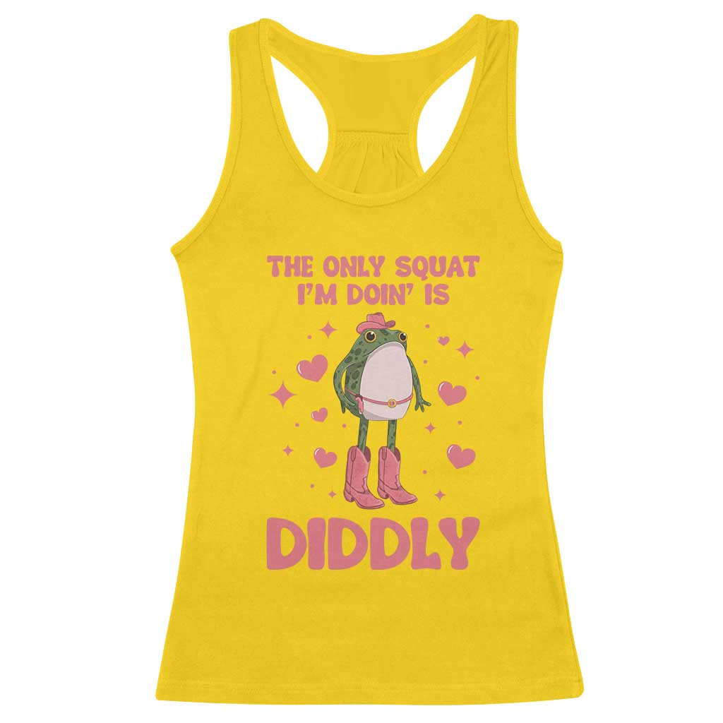 Funny Cowboy Frog Racerback Tank Top The Only Squat I'm Doin' Is Diddly TS14 Daisy Print Your Wear