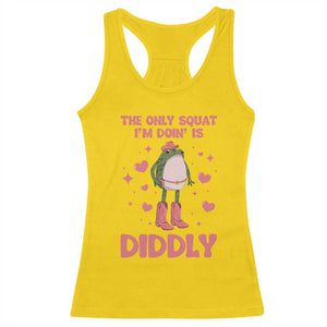 Funny Cowboy Frog Racerback Tank Top The Only Squat I'm Doin' Is Diddly TS14 Daisy Print Your Wear