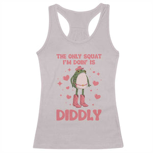 Funny Cowboy Frog Racerback Tank Top The Only Squat I'm Doin' Is Diddly TS14 Ice Gray Print Your Wear