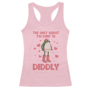 Funny Cowboy Frog Racerback Tank Top The Only Squat I'm Doin' Is Diddly TS14 Light Pink Print Your Wear