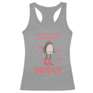 Funny Cowboy Frog Racerback Tank Top The Only Squat I'm Doin' Is Diddly TS14 Sport Gray Print Your Wear