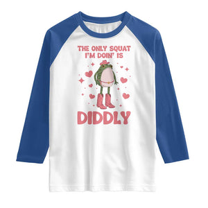Funny Cowboy Frog Raglan Shirt The Only Squat I'm Doin' Is Diddly TS14 White Royal Print Your Wear