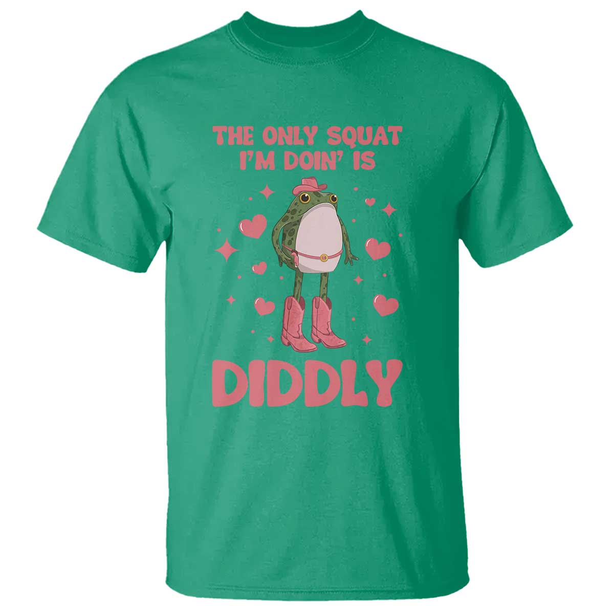Funny Cowboy Frog T Shirt The Only Squat I'm Doin' Is Diddly TS14 Irish Green Print Your Wear