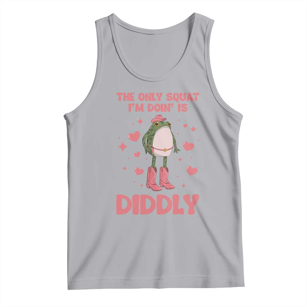 Funny Cowboy Frog Tank Top The Only Squat I'm Doin' Is Diddly TS14 Athletic Heather Print Your Wear