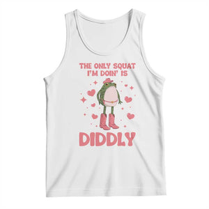 Funny Cowboy Frog Tank Top The Only Squat I'm Doin' Is Diddly TS14 White Print Your Wear