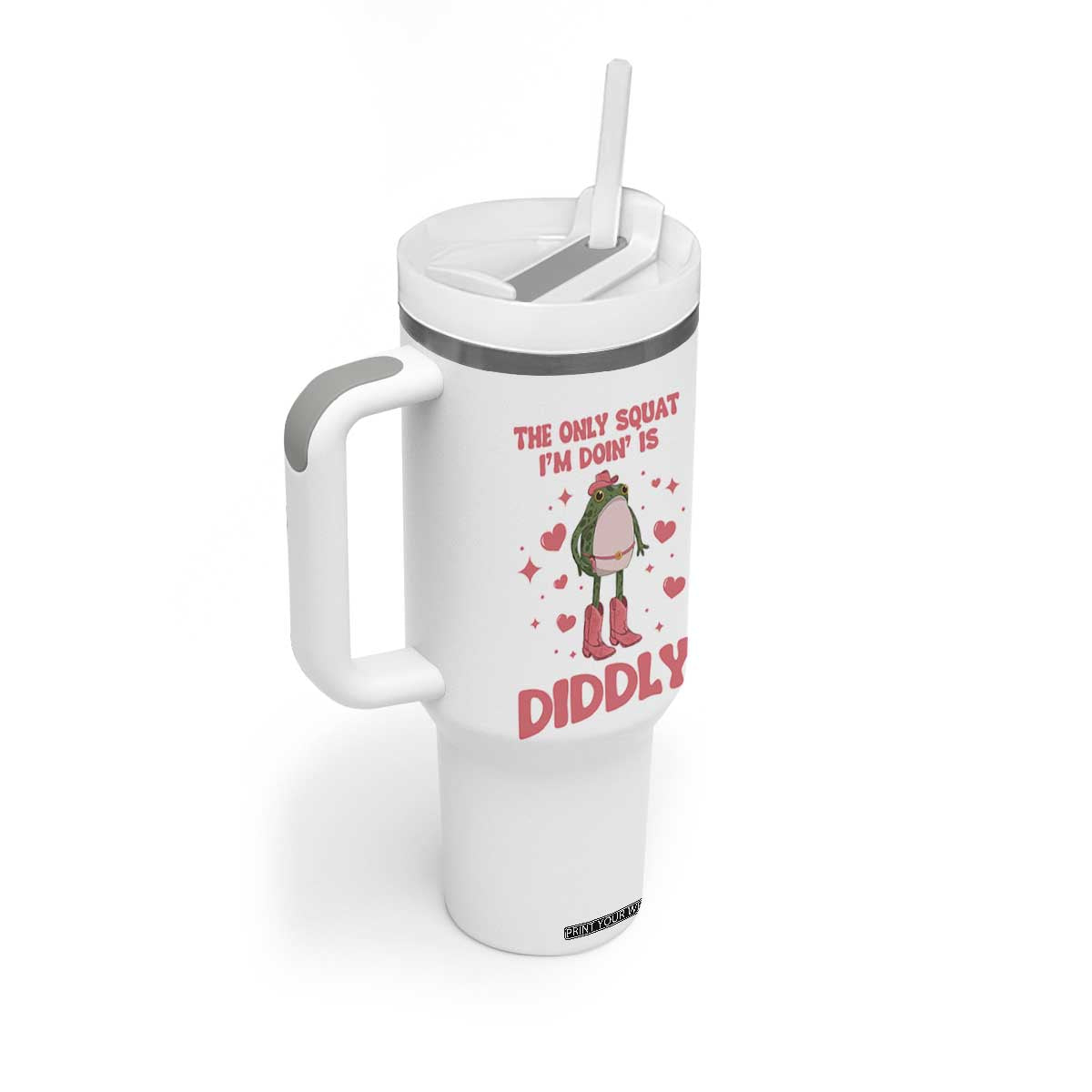Funny Cowboy Frog Tumbler With Handle The Only Squat I'm Doin' Is Diddly TS14 Print Your Wear
