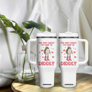 Funny Cowboy Frog Tumbler With Handle The Only Squat I'm Doin' Is Diddly TS14 Print Your Wear