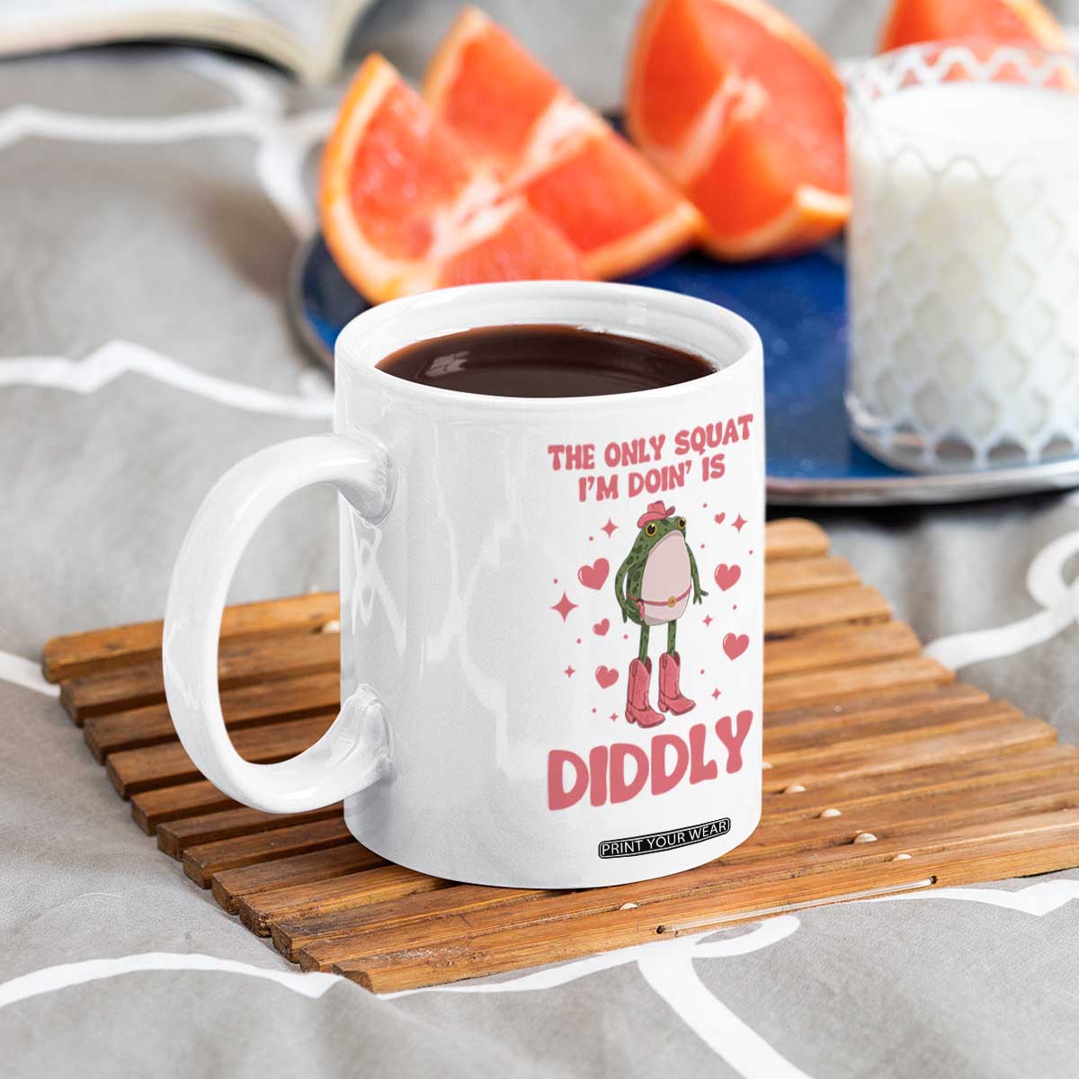 Funny Cowboy Frog Coffee Mug The Only Squat I'm Doin' Is Diddly TS14 Print Your Wear