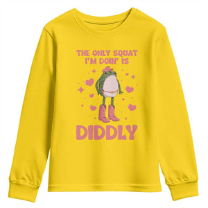 Funny Cowboy Frog Youth Sweatshirt The Only Squat I'm Doin' Is Diddly TS14 Daisy Print Your Wear