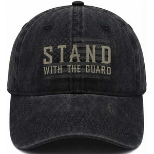 Stand With The Guard Washed Cotton Baseball Cap DC Guardsmen TS14 Washed Cap Universal Fit Black Print Your Wear