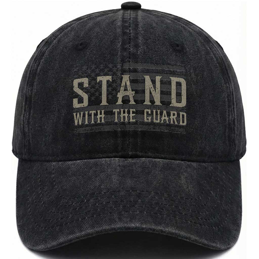 Stand With The Guard Washed Cotton Baseball Cap DC Guardsmen TS14 Washed Cap Universal Fit Black Print Your Wear
