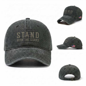 Stand With The Guard Washed Cotton Baseball Cap DC Guardsmen TS14 Washed Cap Universal Fit Dark Green Print Your Wear