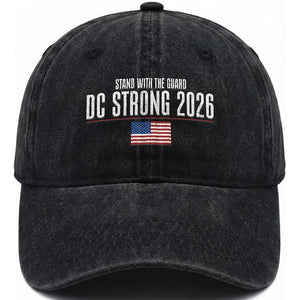 Stand With The Guard Washed Cotton Baseball Cap DC Guardsmen 2026 TS14 Washed Cap Universal Fit Black Print Your Wear