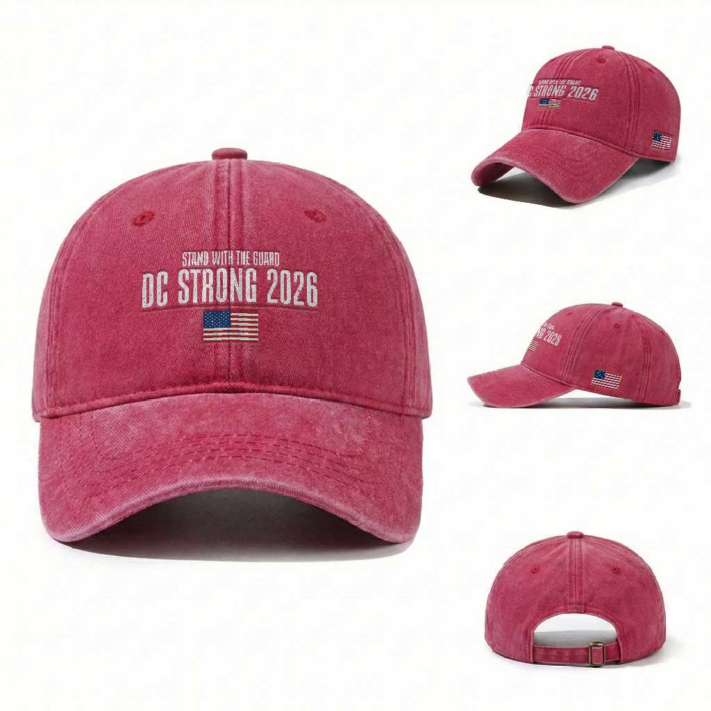 Stand With The Guard Washed Cotton Baseball Cap DC Guardsmen 2026 TS14 Washed Cap Universal Fit Red Print Your Wear