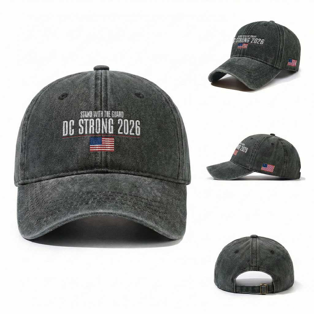 Stand With The Guard Washed Cotton Baseball Cap DC Guardsmen 2026 TS14 Washed Cap Universal Fit Dark Green Print Your Wear