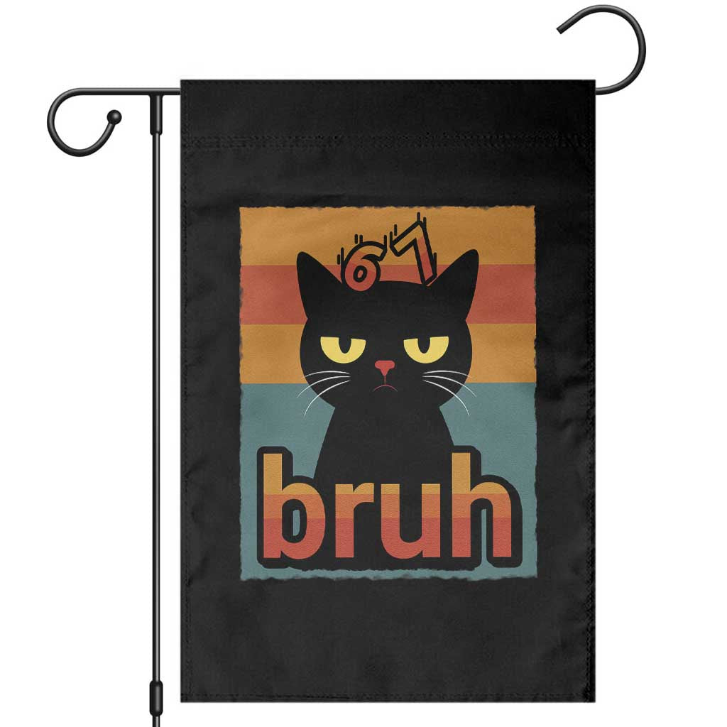 67 Six Seven Bruh Cat Meme Garden Flag Cute Black Cat Funny Saying TS14 Black Print Your Wear