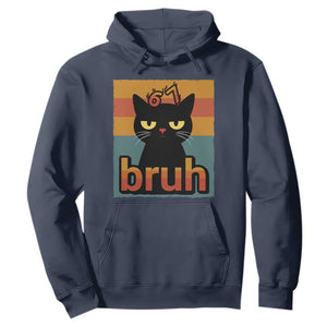 67 Six Seven Bruh Cat Meme Hoodie Cute Black Cat Funny Saying TS14 Navy Print Your Wear