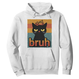 67 Six Seven Bruh Cat Meme Hoodie Cute Black Cat Funny Saying TS14 White Print Your Wear