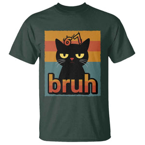 67 Six Seven Bruh Cat Meme T Shirt Cute Black Cat Funny Saying TS14 Dark Forest Green Print Your Wear