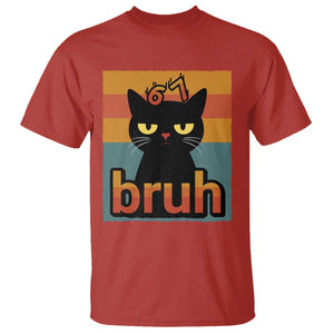 67 Six Seven Bruh Cat Meme T Shirt Cute Black Cat Funny Saying TS14 Red Print Your Wear