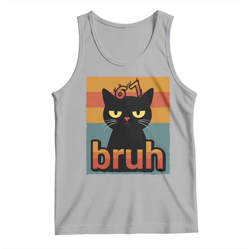 67 Six Seven Bruh Cat Meme Tank Top Cute Black Cat Funny Saying TS14 Athletic Heather Print Your Wear