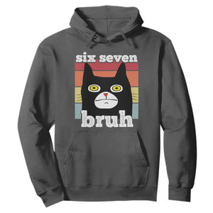 67 Bruh Meme Hoodie Funny Six Seven Black Cat TS14 Dark Heather Print Your Wear