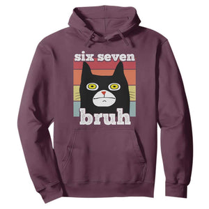67 Bruh Meme Hoodie Funny Six Seven Black Cat TS14 Maroon Print Your Wear