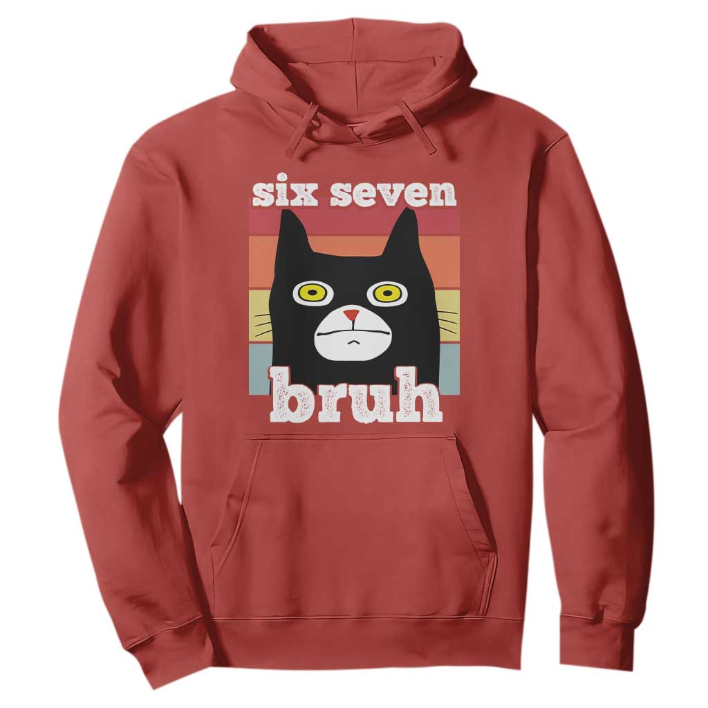 67 Bruh Meme Hoodie Funny Six Seven Black Cat TS14 Red Print Your Wear