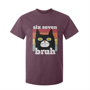 67 Bruh Meme T Shirt For Kid Funny Six Seven Black Cat TS14 Maroon Print Your Wear