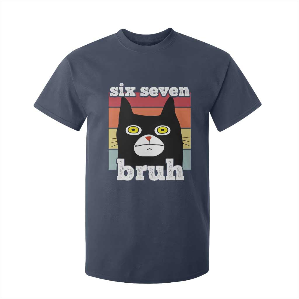 67 Bruh Meme T Shirt For Kid Funny Six Seven Black Cat TS14 Navy Print Your Wear