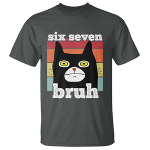 67 Bruh Meme T Shirt Funny Six Seven Black Cat TS14 Dark Heather Print Your Wear