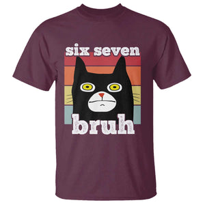 67 Bruh Meme T Shirt Funny Six Seven Black Cat TS14 Maroon Print Your Wear