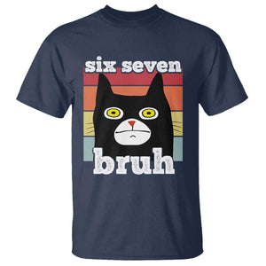 67 Bruh Meme T Shirt Funny Six Seven Black Cat TS14 Navy Print Your Wear