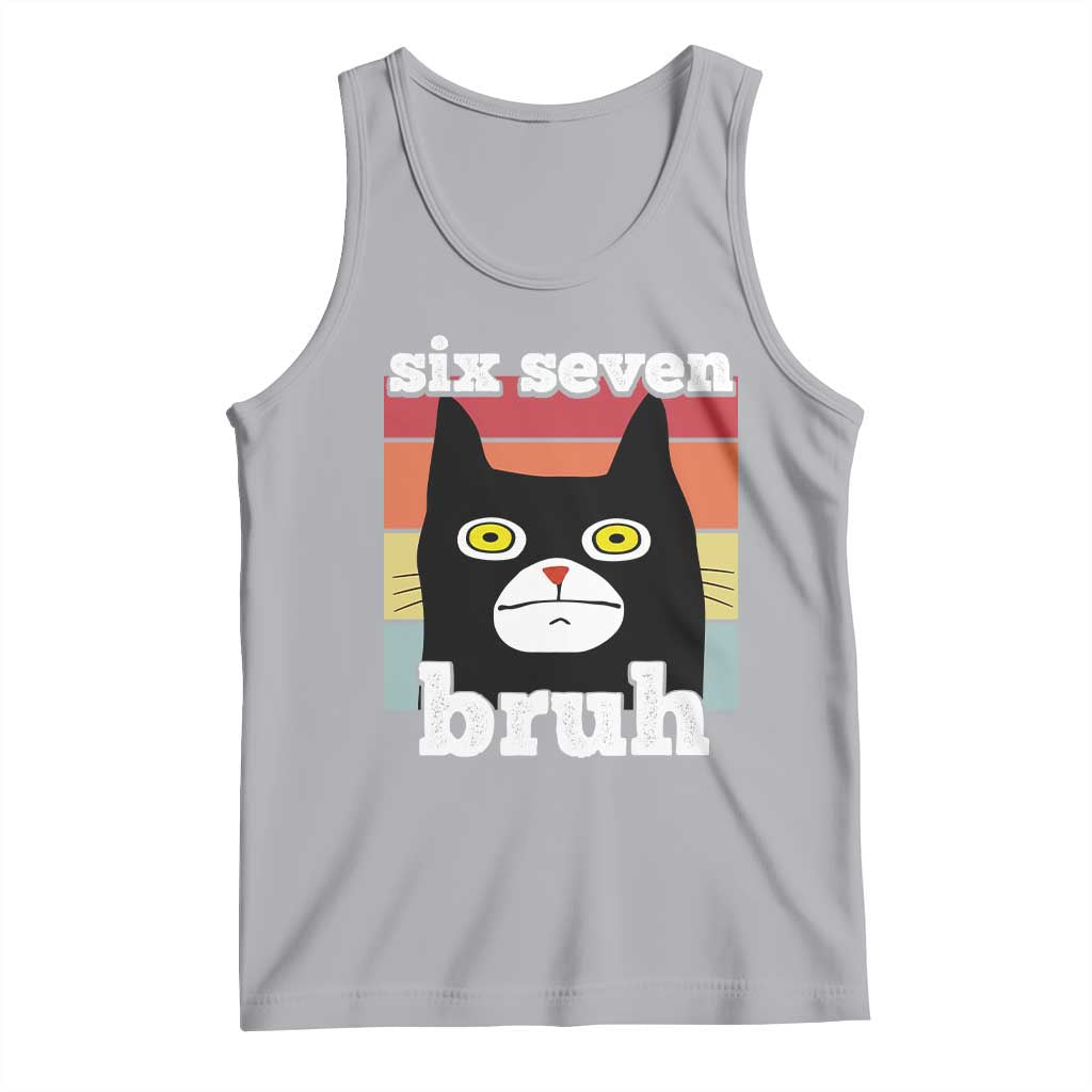 67 Bruh Meme Tank Top Funny Six Seven Black Cat TS14 Athletic Heather Print Your Wear