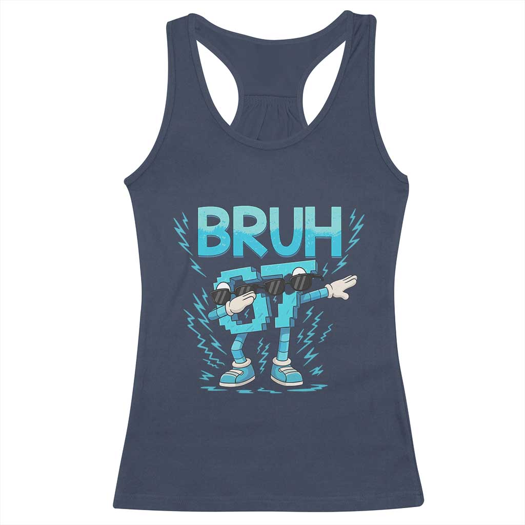 67 Bruh Meme Racerback Tank Top Funny Six Seven Italian Brainrot TS14 Navy Print Your Wear
