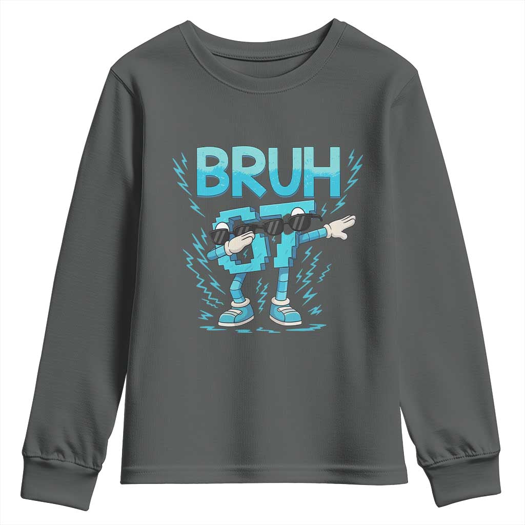 67 Bruh Meme Youth Sweatshirt Funny Six Seven Italian Brainrot TS14 Dark Heather Print Your Wear