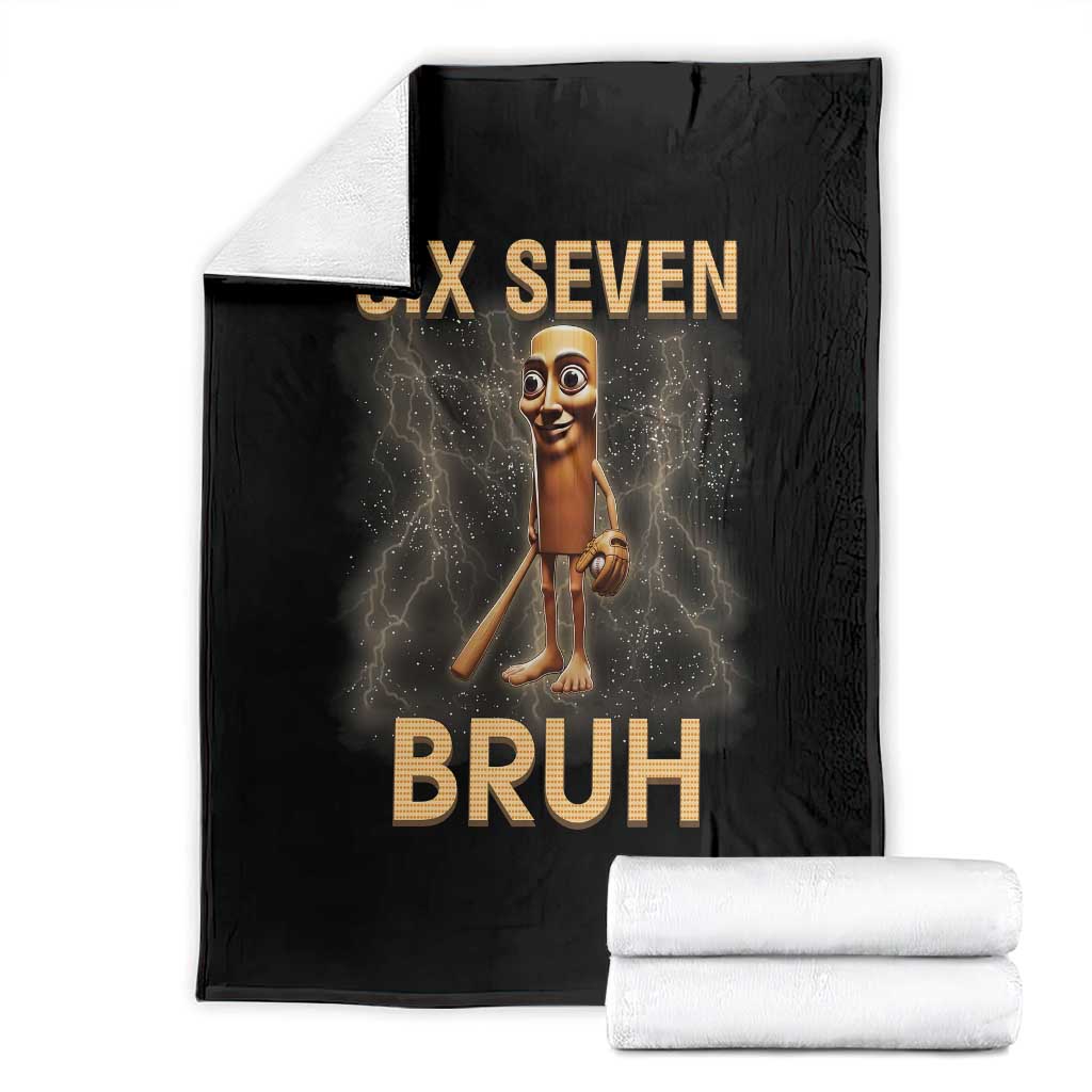 67 Bruh Meme Throw Blanket Funny Six Seven Tung Tung Sahur TS14 Black Print Your Wear