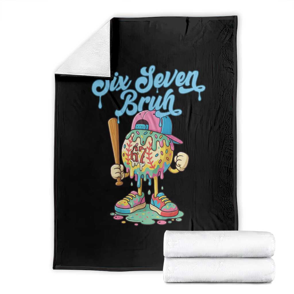 67 Bruh Meme Throw Blanket Ice Cream Drip Baseball Sport TS14 Black Print Your Wear