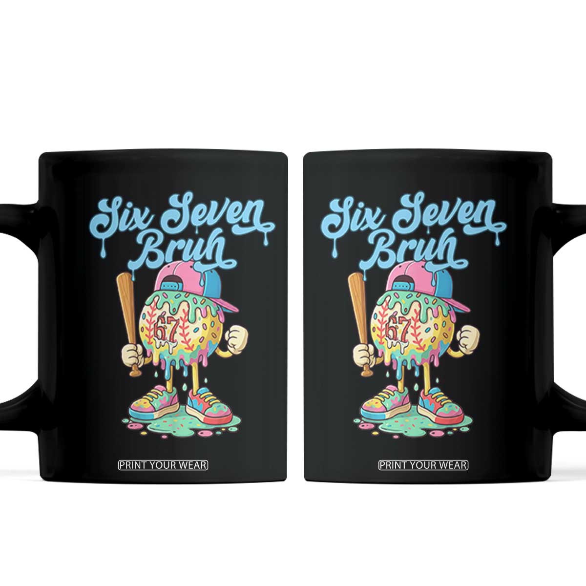 67 Bruh Meme Coffee Mug Ice Cream Drip Baseball Sport TS14 Black Print Your Wear