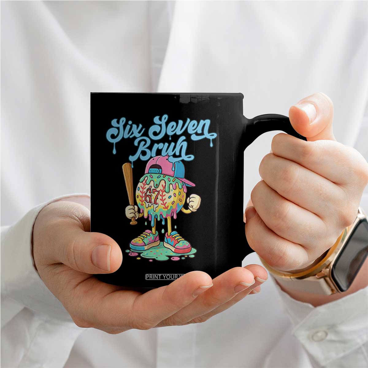 67 Bruh Meme Coffee Mug Ice Cream Drip Baseball Sport TS14 Print Your Wear
