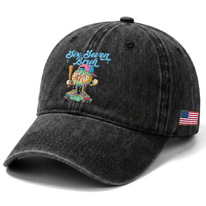 67 Bruh Meme Washed Cotton Baseball Cap Ice Cream Drip Baseball Sport TS14 Print Your Wear